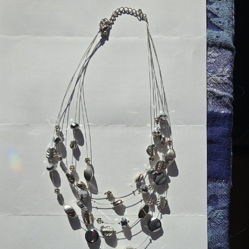 Elegant Silver and Black Beaded Necklace